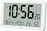 YsyYey Grande sveglia digitale con monitor di temperatura e umidità, orologio da parete USB/alimentato a batteria intelligente da montare a parete e da comodino con oscuramento automatico, DST