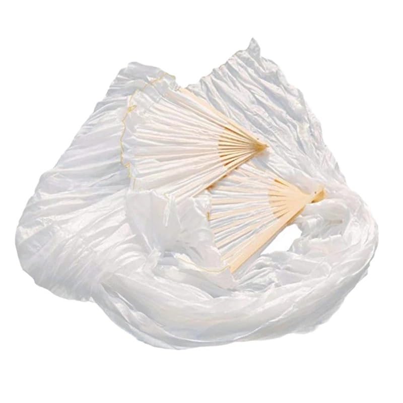 Éventails de danse en voile de soie blanche 180cm, l'élégance pure du mouvement