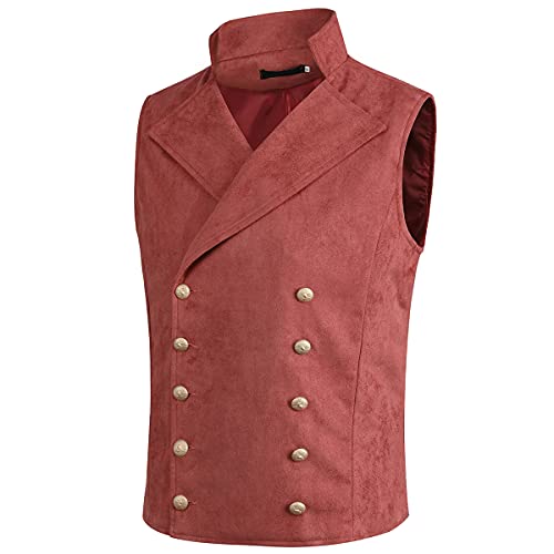 Allthemen Gilet da Uomo Doppiopetto in Tinta Unita...