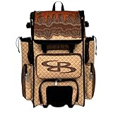 Boombah Rolling Superpack Baseball/Softball Gear Bag - Telescopic Handle - Holds 4 Bats - Wheeled Version - Ice Cream Double Chocolate Gold/Brown/Oak Brown