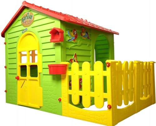Mochtoys Spielhaus für Kinder - Kinderhaus mit Kleinem Garten, Outdoor...