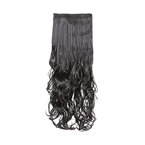 Image of KIS Synthetic Curly Hair Extensions with 4 Clip-in for Women, Natural Brown | 23 Inches , Natural, Soft Heat Resistant Hair, Thick Washable Reusable, Artificial Hair Clip on Extension for Bridal, Wedding