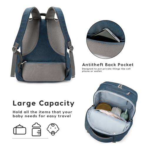 SONARIN Large Capacity Multi-Pockets Baby Changing Bag Backpack,Multifunctional Waterproof Diaper Bag Portable Travel Nappy Changing Bag Maternity Bag with Stroller Straps(Black) - Image 4