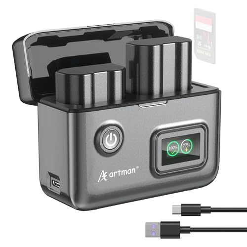 Artman EN-EL15 EN-EL15C Battery 2550mAh (2-Pack) and 2-Slot Charger with LCD Display for Nikon D7500 D7200 D7100 D7000 D850 D800 D800E D810 D810A D780 D750 D600 Z8 Z7 Z7II Z6 Z6II Z6III Z5 ZF Cameras