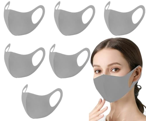 Image of Anti-Pollution Reusable and Washable Face Mask for Adult, Unisex, Soft Breathable Fabric (Grey) - Pack of 6
