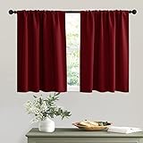 RYB HOME Short Burgundy Red Blackout Curtains for Small Bedroom Window, Insulating UV Blocking Drapes for Kitchen Cafe Basement, Privacy Tiers for Bathroom Window, Width 42 by Length 36, Set of 2