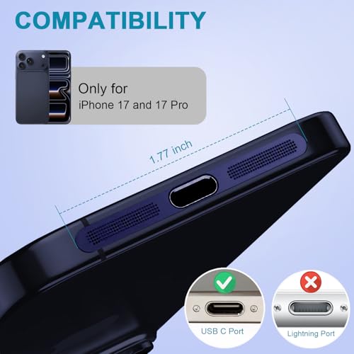 Image of USB C Dust Plug,USB C Port Cover Type C Charging Port Plug Cover Speaker Dust Cover,Accessories for iPhone 17 and 17 Pro (Dark Blue, for iPhone 17 /17 Pro)