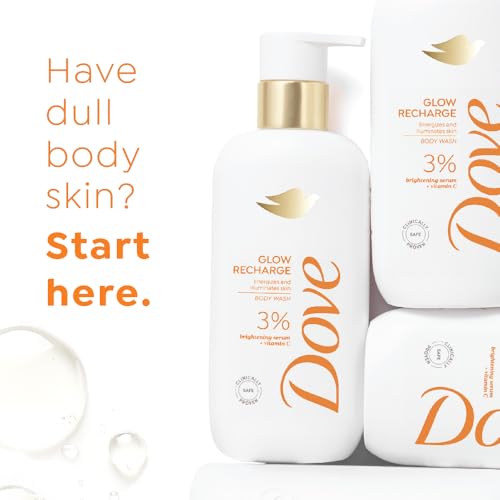 Image of DOVE Glow Recharge Serum Body Wash, 300 ml, for Glowing and Refined Skin, with 3% Brightening Serum and Vitamin C, Dermatologist Co-Created, Sulfate-Free