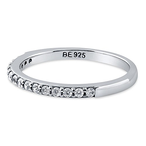 Berricle Sterling Silver Wedding Rings Pave Set Cubic Zirconia Cz Half Eternity Ring For Women, Rhodium Plated Size 7 #TOP2