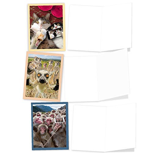 The Best Card Company - 20 Blank Note Cards With Envelopes (4 X 5.12 Inch) - All Occasion Animal Card Assortment (10 Designs, 2 Each) - Animal Selfies Am2373Ocb-B2X10 #TOP4