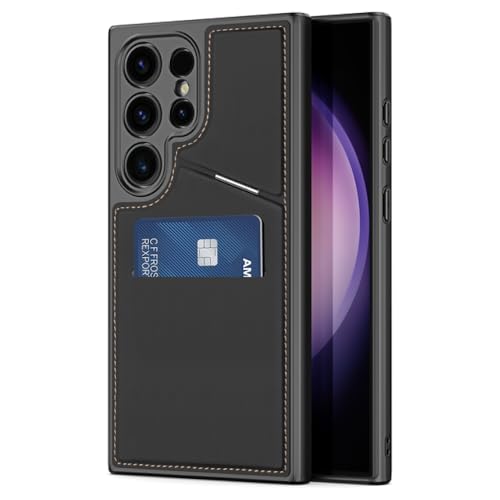 Étui Galaxy S24 Ultra avec porte-cartes cuir et charge magnétique