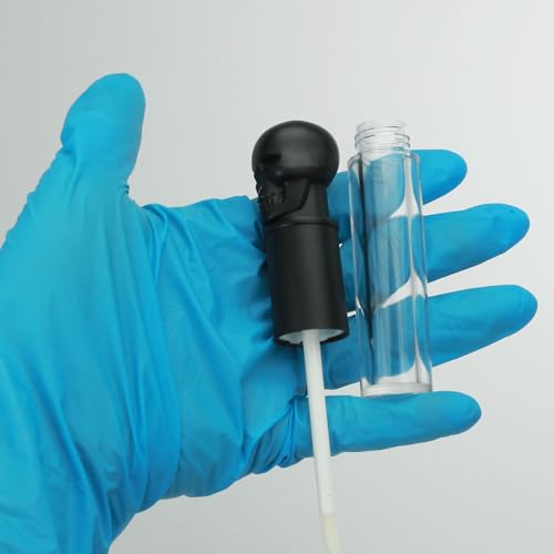 COSIDEA 8pcs Empty Round 5ml 0.17oz Black skull lip gloss tubes with wand fancy Lipgloss tube containers for lip oil packing4