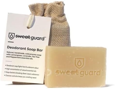 SWEAT GUARD® Natural Antibacterial Soap Bar. Body Wash Soap With Essential Lavender & Tea Tree Oil - Eliminates Sweat & Odour On Hand, Face & Skin. Gentle Cleansing Bar For Hyperhidrosis Treatment.