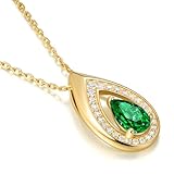 Kstyle - Collar con colgante de piedra natal de oro de 14 quilates para mujer, esposa, novia, hija, mamá, abuela, joyería delicada de cumpleaños para ella (base de plata de ley 925), Chapado en oro