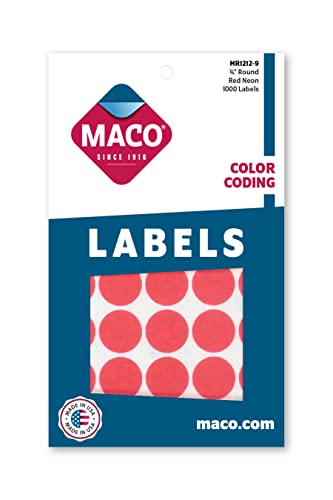 Snapklik.com : MACO Neon Red Round Color Coding Labels, 3/4 Inches In ...