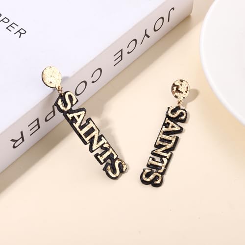 SAINTS Earrings Glitter Fleur De Lis Drop Earrings Football Game Day Earring Women Jewelry3