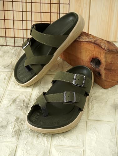Image of HEALTH FIT Extra Soft Premium Classic Cushion Sliders /with Adjustable Buckle Strap & Light Weight Anti-SkidWaterproof Luxurious Slippers for Men's HF119