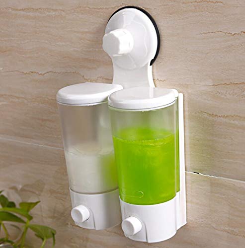 HeiPlaine Dispensador de jabón Doble Cabezal con Ventosa para Montar en la Pared
