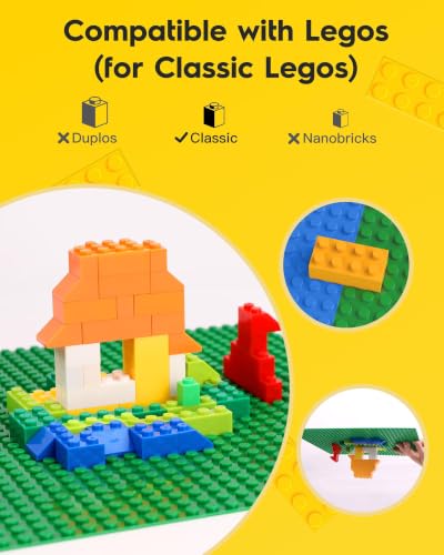 Image of Pokiiulk Classic Baseplates 4pcs 10 inchx10 inch, Perfect STEM Gift, Green