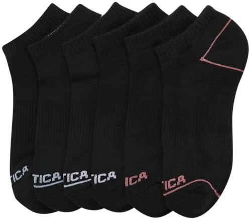 Image of Nautica Womens Low Cut Socks - 6 Pack Soft Stretch Breathable Mesh Cushioned Athletic Performance No Show Socks for Women