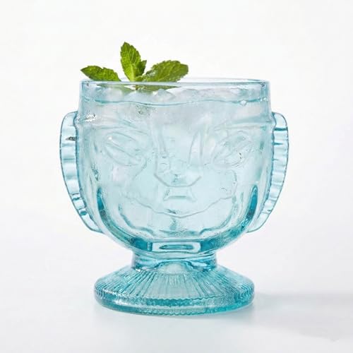 Burns Glass Tiki Chalice 16oz Cocktail Glass - Aqua Blue
