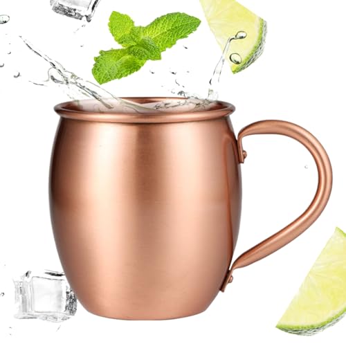 Ylnailky Vasos De Cobre - 530ml Taza Hecha a Mano - Tazas Para El Cóctel Moscow Mule - Para Cóctel Hogar Cocina Bar Fiestas Navideñas Eventos Beber Cerveza Té Agua Bebidas