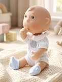 Cloveray Easter Cute Potato Baby Doll, 7 Inch Mini Baby Doll with 5 Movable Joints, Thumb-Sucking Pose, Full Vinyl Doll Gift for Kids and Collectors, Ages 3+ (Blue)
