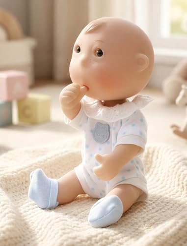 Cloveray Easter Cute Potato Baby Doll, 7 Inch Mini Baby Doll with 5 Movable Joints, Thumb-Sucking Pose, Full Vinyl Doll Gift for Kids and Collectors, Ages 3+ (Blue)