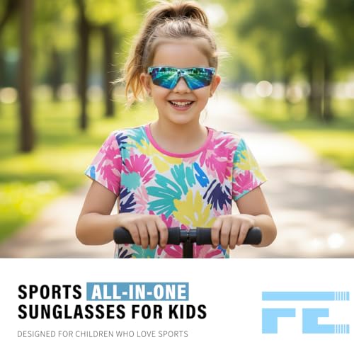 Image of FEISEDY Kids Polarized Sports Sunglasses, TR90 UV400 Baseball Cycling