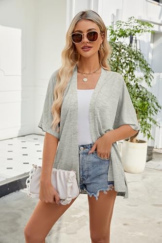 Image of Yekaty Lightweight Cardigans for Women Casual Summer Short Sleeve Cardigan Open Front Beach Coverups 2026