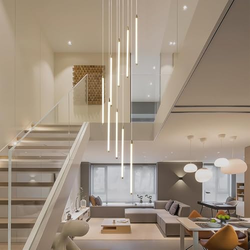 Lustre LED moderne dimmable suspension linéaire 9 lumières noire