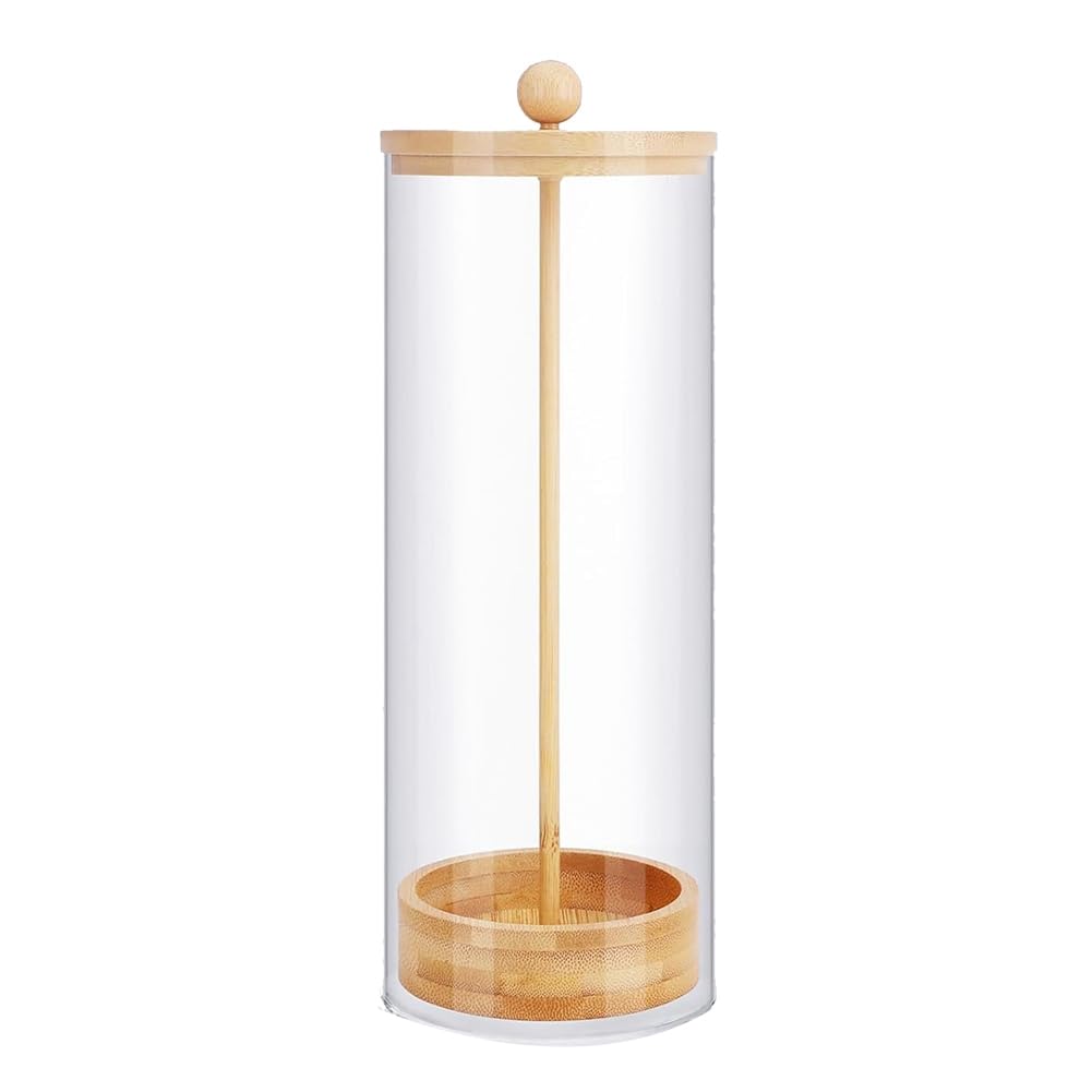CTRLZS Straw Holder Dispenser for Counter - Drinking Straw Dispenser with Bamboo Lid for Standard Straws, Straw Organizer