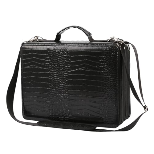 Image of Marker Pen Organizer Case 168 Slots w /Handle & Shoulder Strap | 3-Layer Zipped Pencil Pouch PU Leather w /Open Front pocket for Gel Pen Markers to Artists, Painters