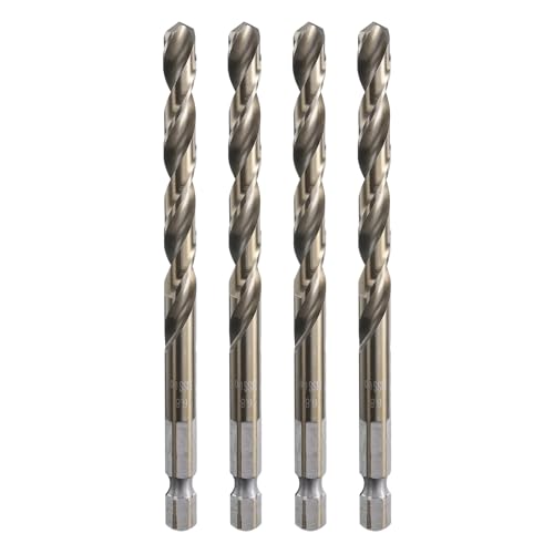 Image of sourcing map 4pcs M35 High Speed Steel Cobalt Twist Drill Bit 6.8mm/0.04" Dia with Quick Change 1/4" Hex Shank Jobber Drill Bit for Metal, Steel, Copper, Aluminum, Zinc Alloy