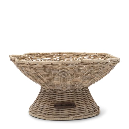 Riviera Maison Obstschale Rattan auf Fuß Dekorative Schale für Obst und Heimdekoration, handgeflochten - Rustic Rattan Benoa Bowl - (ØxH) 31.5x16