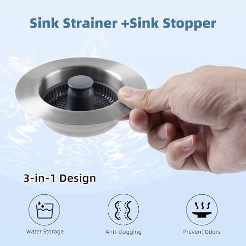 Colador para fregadero de cocina universal 3 en 1 acero inoxidable miniatura 4