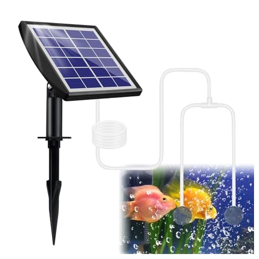 Solar Air Pump - 2 Modes Fish Air Pump, Pond Air Pump for Outdoor Fish Pond, Aquaculture, Hydroponics, Bubbleponics