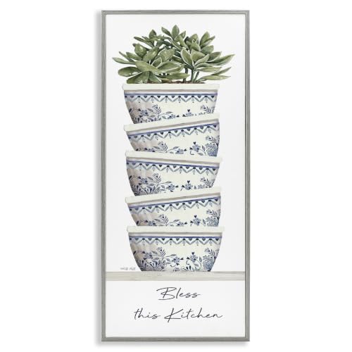 Bless This Kitchen Ornate Bowls, 10 x 24 Inch Framed Giclée Print