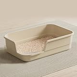 LoopTime Extra Large Cat Litter Box with High Sides,Cats Boxes for Indoor Cats,Cat Litter Pan for Kitty,Litter Box with Low Entry,Easy to Clean,Anti-Splashing,23.6" x15.7" x5.9" (White)