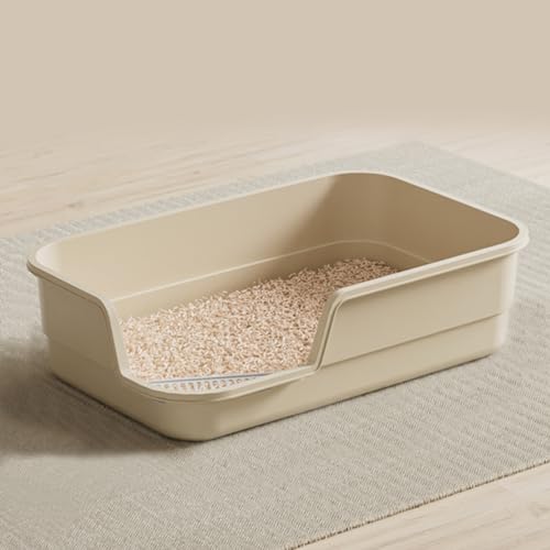LoopTime Extra Large Cat Litter Box with High Sides,Cats Boxes for Indoor Cats,Cat Litter Pan for Kitty,Litter Box with Low Entry,Easy to Clean,Anti-Splashing,23.6" x15.7" x5.9" (White)