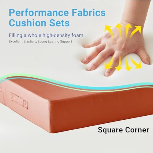 Image of IPYNBAP Outdoor Cushions for Patio Furniture,Outdoor Seat Cushion Set 24 x 24 x 5.75 Inch,Waterproof & Fade Resistant Outdoor Chair Cushions,Deep Patio Chair Cushion with Removable Cover,Spice