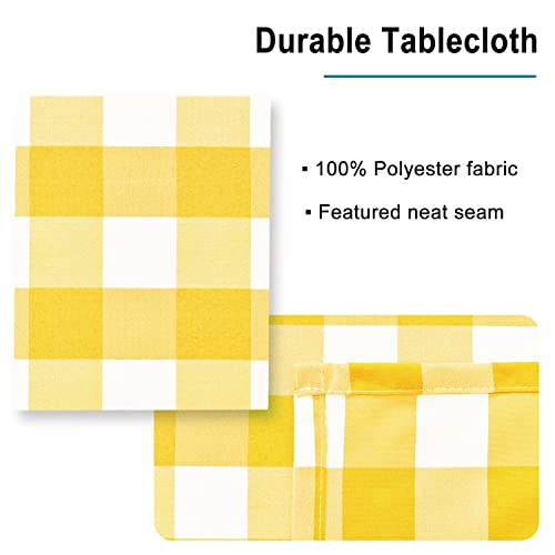 Nappe de table rectangulaire lavable grand format motif vichy jaune - 5