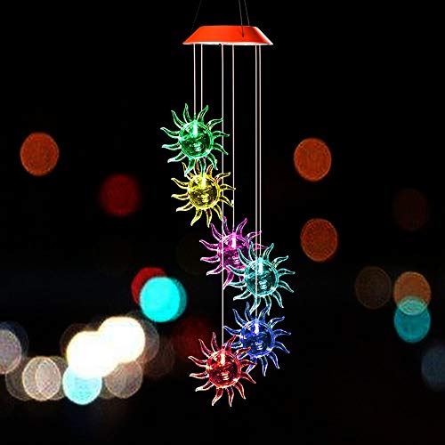 Wind Chimes Outdoor,Solar Color Changing Solar Light Wind Chimes, for Garden,Home, Party, Festival, Night Decoration(Sunflower)