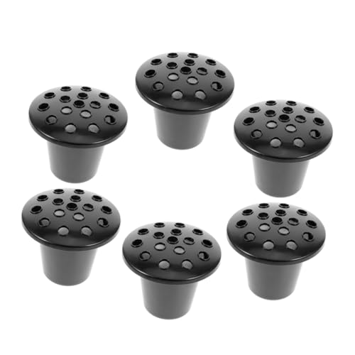ANDRESLAD Cemetery Flower Holder Plastic Stand with 16-hole Lotus Base Foam Insert Memorial Vase for Graveside Funeral Decoration 6pcs Black and White