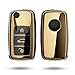 Produktbild kwmobile Autoschlüssel Hülle kompatibel mit VW Skoda Seat 3-Tasten Autoschlüssel - Schlüsselhülle Silikon Cover - Hochglanz Gold