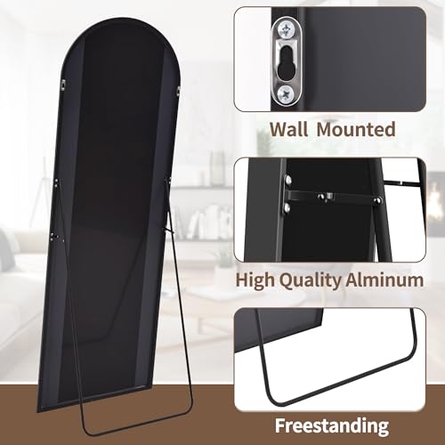 Image of OGCAU 64 inchx21 inch Arched Full Length Mirror, Floor Full Body Mirror, Black