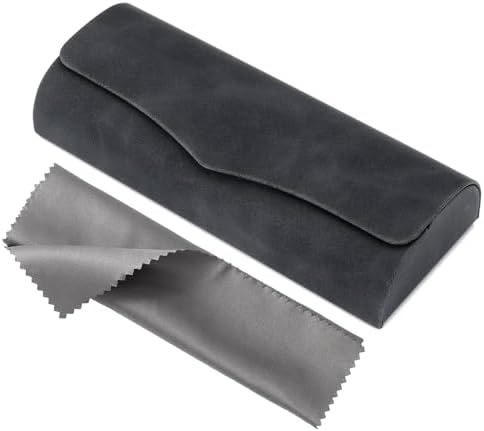 Vemiss Hard Shell Glasses Case, Portable Eyeglasses Case with Cleaning Cloth for Men Women