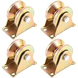 ZEONHEI 4 Pack 2 Inch V Groove Wheel, Heavy Duty V Groove Sliding Gate Wheels with Bracket for Barn Door, Industrial Machines Carts, Wire Rope Rail, 2500 Lbs Total Load Capacity