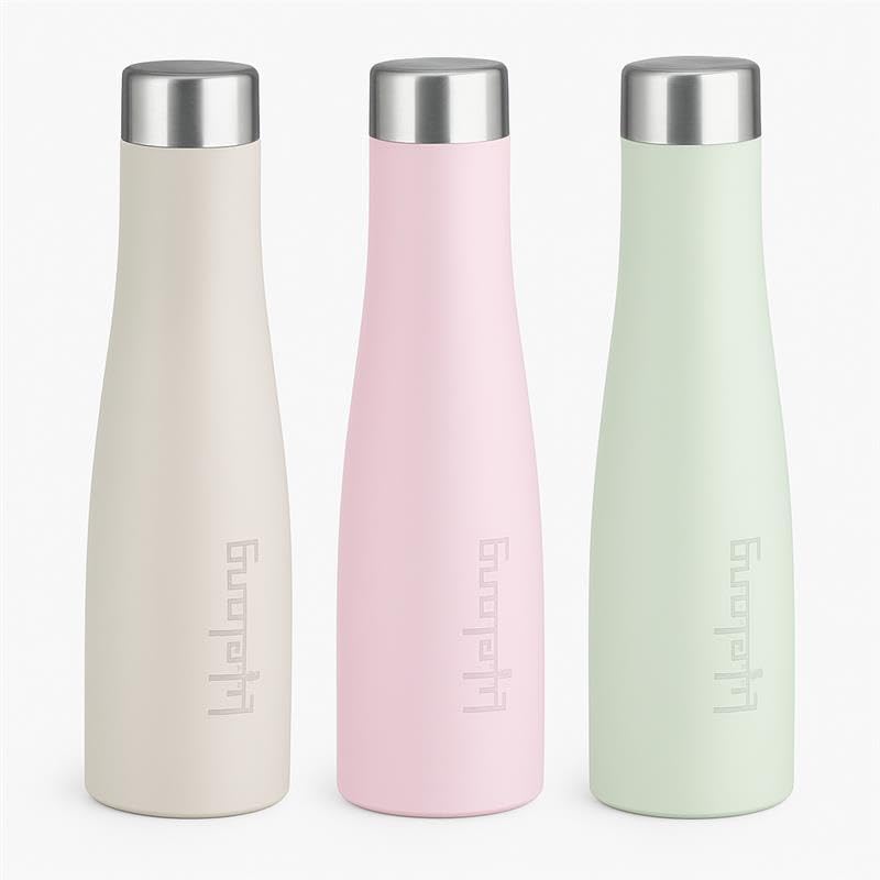 Lifelong Stainless Steel Water Bottle 900ml | Leak-Proof, Rust-Free, Odour-Free & Easy-to-Clean Bottles | Durable Travel, Gym, School & Office Water Bottles with Secure Cap (Pack of 3)