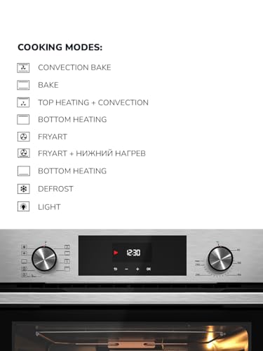 فرن كهربائي مدمج من MILLEN بـ 9 أوضاع طهي، 78 لتر - ضمان 3 سنوات، زجاج داخلي SCHOTT، MEO 6003 IX
